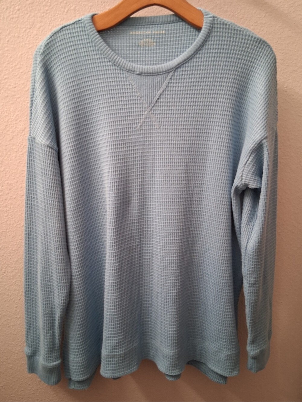 Mens American Eagle Waffle Knit Long Sleeve Sweater Medium